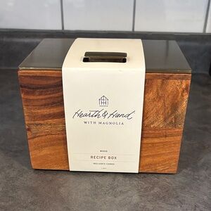 Hearth & Hand Rustic Wood Recipe Box with Cards
